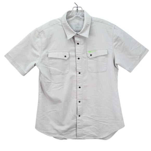 Sugoi Men's Shop Shirt Size L Button Snap Short Sleeve Preppy Casual Stretch - Picture 1 of 9